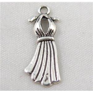 Tibetan silver skirt pendant, Non-nickel, approx 10x22mm