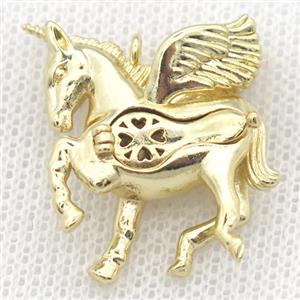copper unicorn pendant, platinum plated, approx 20-25mm