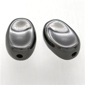 copper yuanbao beads, black plated, approx 12-18mm