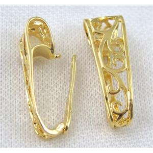 copper bail, clasp, gold plated, 12x35mm