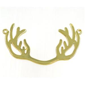 copper antler pendant with 2loops, gold plated, approx 18x28mm
