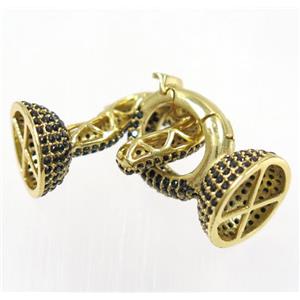 copper clasp paved zircon, gold plated, approx 14-38mm