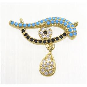 copper Dolphin pendant paved zircon with 2loops, gold plated, approx 16-18mm