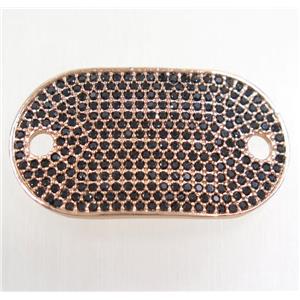 copper runway connector paved zircon, rose gold, approx 18x30mm