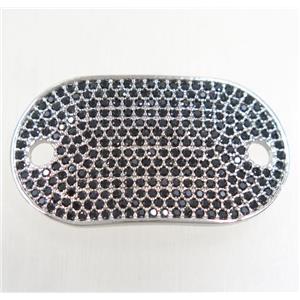 copper runway connector paved zircon, platinum plated, approx 18x30mm