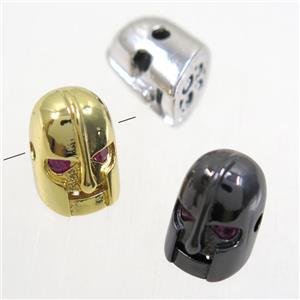copper helmet beads paved zircon, mix color, approx 8.5-11mm