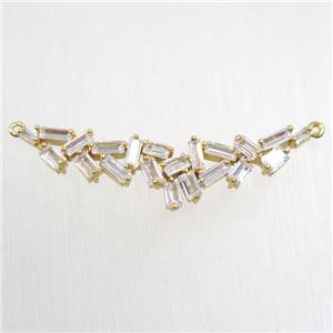 copper connector paved zircon, gold plated, approx 11-45mm