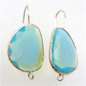 turq crystal glass earring hook with loop, gold plated, approx 20-25mm