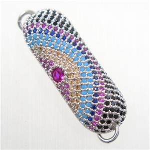 copper connector paved zircon, platinum plated, approx 11-30mm