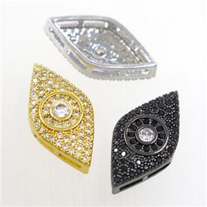 copper eye connector paved zircon, mix color, approx 11-20mm