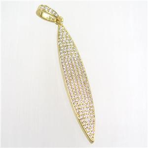 copper darts pendant paved zircon, gold plated, approx 10-55mm