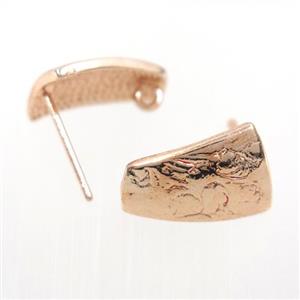 copper earring studs with loop, rose gold, approx 10-14mm