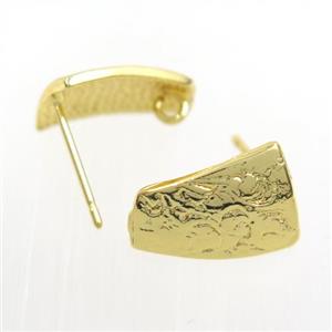 copper earring studs with loop, gold plated, approx 10-14mm