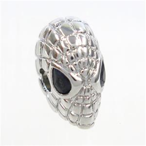 copper Aliens beads paved zircon, platinum plated, approx 9-16mm