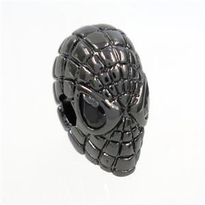 copper Aliens beads paved zircon, black plated, approx 9-16mm