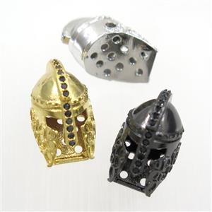 copper helmet beads paved zircon, mix color, approx 12-20mm