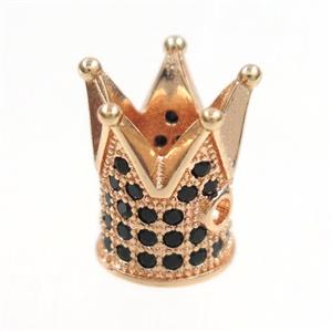 copper crown beads paved zircon, rose gold, approx 8.5-12mm