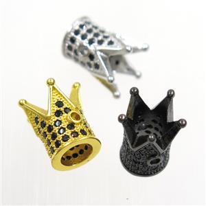 copper crown beads paved zircon, mix color, approx 8.5-12mm