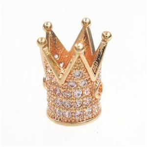 copper crown beads paved zircon, rose gold, approx 8.5-12mm