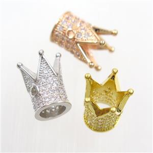 copper crown beads paved zircon, mix color, approx 8.5-12mm