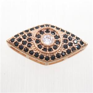 copper eye beads paved zircon, rose gold, approx 11-20mm