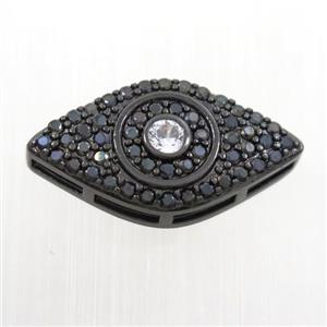 copper eye beads paved zircon, black plated, approx 11-20mm