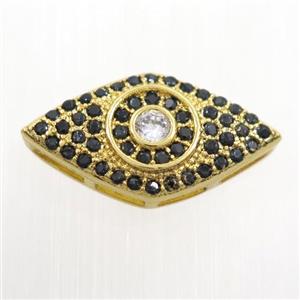 copper eye beads paved zircon, gold plated, approx 11-20mm