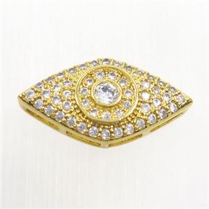 copper eye beads paved zircon, gold plated, approx 11-20mm