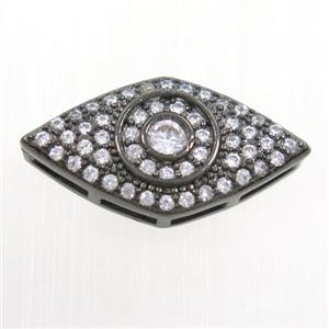copper eye beads paved zircon, black plated, approx 11-20mm