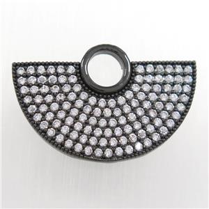 copper fan pendant paved zircon, black plated, approx 15-27mm