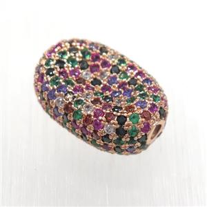 copper oval beads paved zircon, rose gold, approx 13-18mm