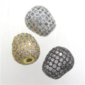 copper beads paved zircon, mixed color, approx 10-12mm