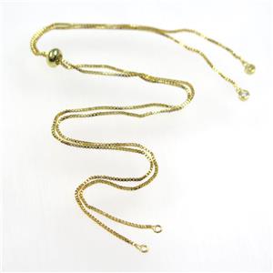 copper necklace chain with zircon, gold plated, approx 1mm, 48cm length