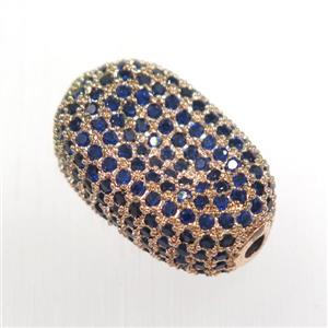 copper oval bead paved zircon, rose gold, approx 13-20mm