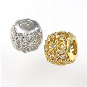 copper bead paved zircon, mixed color, approx 10mm, 12mm, 5mm hole