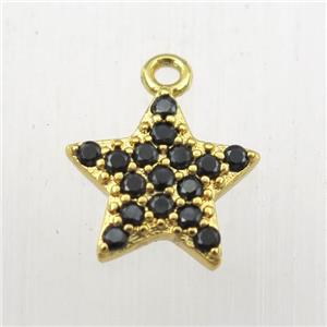 copper star pendant paved zircon, gold plated, approx 12mm dia
