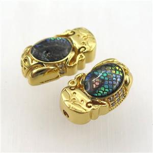 copper bead paved zircon, approx 10-17mm