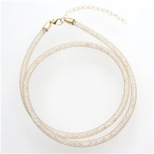 Rhinestone necklace chain with copper mesh, gold plated, approx 4mm 48mm length