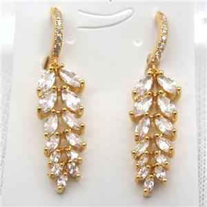 copper Hoop Earrings pave zircon, gold plated, approx 10-30mm