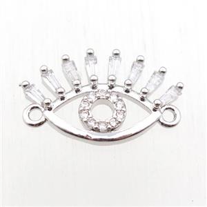 copper eye connector paved zircon, platinum plated, approx 12-20mm