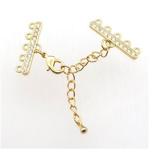 copper linkers paved zircon, gold plated, approx 6-26mm, chain 60mm length