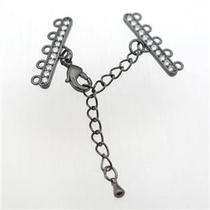 copper linkers paved zircon, gold plated, approx 6-26mm, chain 60mm length