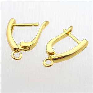 copper Latchback Earrings with loop, gold plated, approx 12-16mm