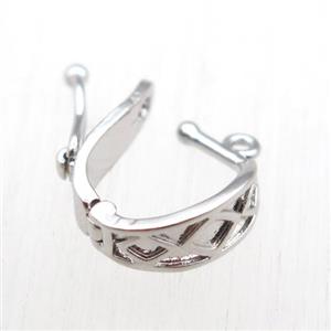 copper hanger bail, platinum plated, approx 10-14mm