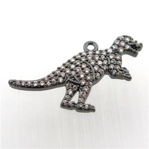 copper dragon pendant paved zircon, black plated, approx 18-25mm