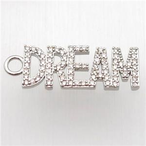 copper DREAM pendant paved zircon, platinum plated, approx 10-25mm