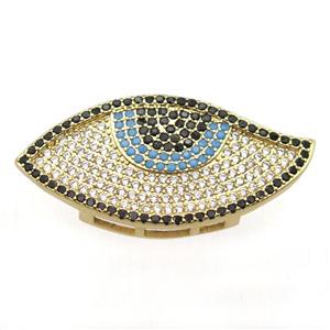 copper eye beads paved zircon, gold plated, approx 17-36mm