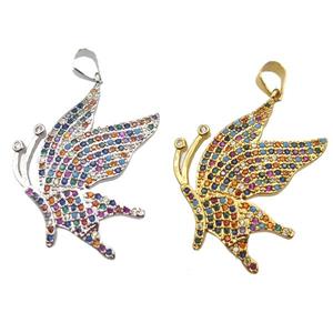 copper moths pendant paved zircon, mixed color, approx 22-30mm