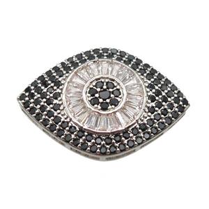 copper eye beads paved zircon, platinum plated, approx 20-30mm