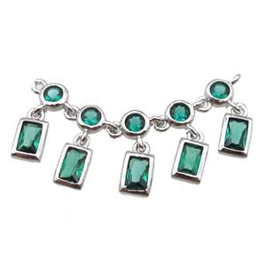 copper pendant paved zircon, platinum plated, approx 35mm length